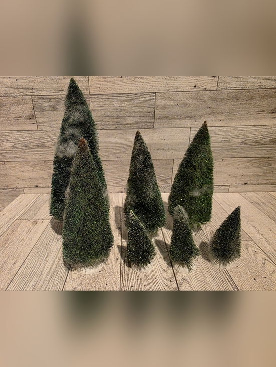 Department 56 Other - Department 56 Decorative Green Bottle Brush Holiday Trees - Set of 7